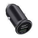 PROMATE Micro In-Car Charger with 60W Power Delivery & QC 3.0. Includes 1x USB-C & 1x USB-A Ports. Universal Compatibility with Laptop, Smartphone, Tablet, & Most Other USB Devices. Black Colour.