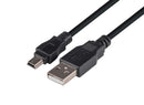 DYNAMIX 0.3m USB 2.0 Mini-B (5-pin) Male to USB-A Male Connectors. - Office Connect 2018