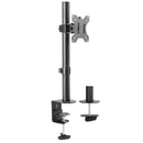 BRATECK 13"-32" Single Monitor Desk Mount. Max Load 8kgs. Rotate, TIlt & Swivel. Includes Clamp & Grommet Option. VESA 75x75 & 100X100. Colour Matt Black - Office Connect 2018