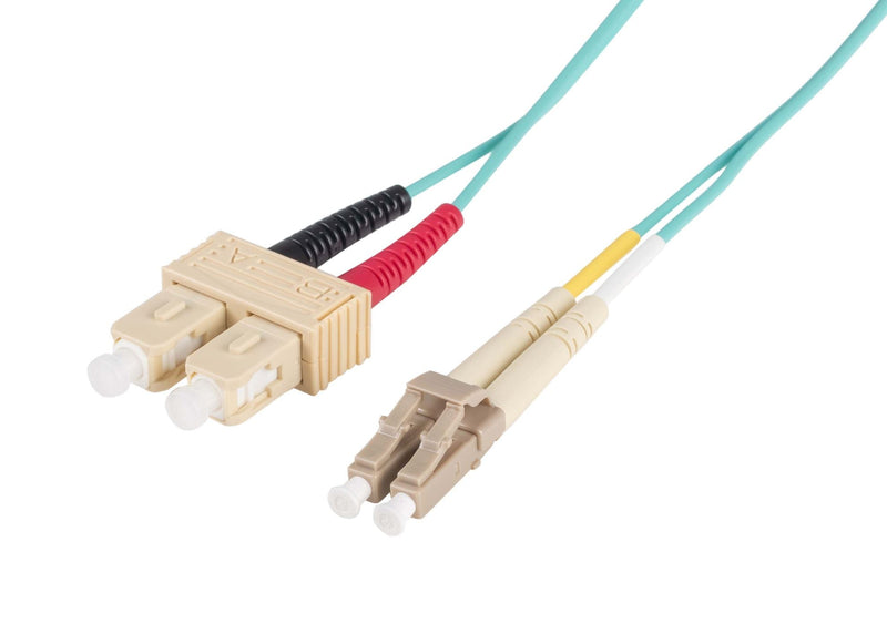 DYNAMIX 0.5M 50u LC/SC OM3 Fibre Lead (Duplex, Multimode) Aqua LSZH Jacket - Office Connect 2018