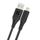 PROMATE 2m USB-A to Lightning Data & Charge Cable. Data Transfer Rate 480Mbps. Total current 2.4A. Durable Soft Silicon Cable. Tangle Resistant 25000+ Bend Tested. Black **Not MFI Certified**