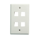 DYNAMIX Quad Port Face Plate for RJ45 110 Keystone Jacks. NOTE Jack pins at top of plate when installed vertically, on side when installed horizontally. - Office Connect 2018