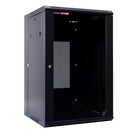 DYNAMIX LITE 18RU Swing Wall Mount Cabinet. Right hand mounted. The LITE version excludes fixed shelves and fans. Includes 10x cage nuts. Gloss black colour. JUNE Promo - Includes FREE BOOM-10 - Office Connect 2018