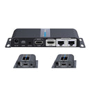 LENKENG 1-In-2-Out 1080P HDMI Extender. 1x HDMI in & 2x RJ45 out. Compatible with CAT6/6a/7 Cables, Transmit up to 40m, Plug & Play, Wall-mountable, Supports EDID, Includes 1x Transmitter & 2x Rx.