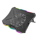 VERTUX Gaming Portable Height Adjustable Cooling Pad with Rainbow LED Lights. Anti-slip. 7 Adjustable Height Settings. Supports up to 17.3" Notebooks. Black Colour - Office Connect 2018