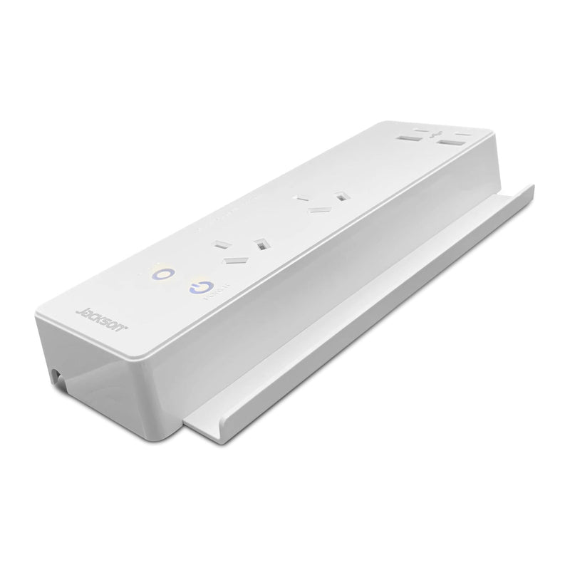 JACKSON 10A Power Hub with 2x USB-A, 2x USB-C Ports & 2x 3Pin Power Outlets. Integrated Phone Stand. Surge Protection. Indicator Light. Cable Management. 1.2m Lead with Right Angle Plug. - Office Connect 2018
