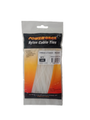 POWERFORCE Cable Tie Natural 150mm x 3.6mm Nylon Pack of 100. Made from U.L. Approved Nylon 6/6 with Flamability Rating of UL 94V-2 - Office Connect 2018