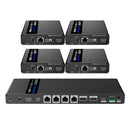 LENKENG 1-In-4-Out 4K@60Hz HDMI Extender. 1x HDMI in, 4x RJ45 out. PoC. Compatible with CAT6 & above. Transmit up to 70m, Plug & Play, Wall-mountable, Supports EDID, Includes 1x Transmitter & 4x Rx.