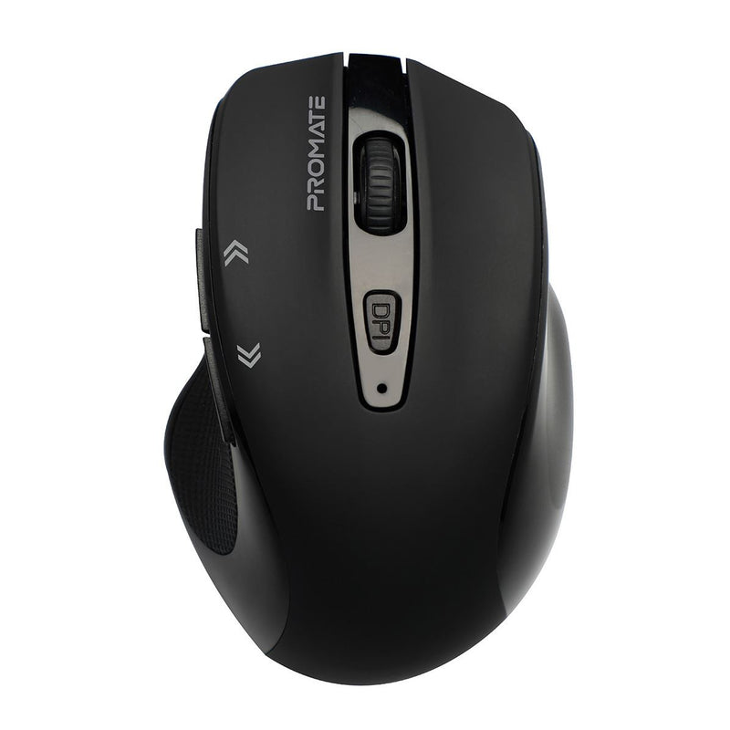 PROMATE EZGrip Ergonomic Wireless Mouse with Quick Forward/Back Buttons. 800/1200/1600Dpi, 10m Working Range, Easy Plug & Play, 1x AA Battery, Nano Reciever,