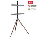 BRATECK 45-65" Artistic Easel Studio TV Floor Stand. Includes Anti-slip Rubber Pads. Weight Capacity up to 32kgs. Easy Snap Lock. Built-in Cable Management. Colour: Matte Black & Walnut - Office Connect 2018