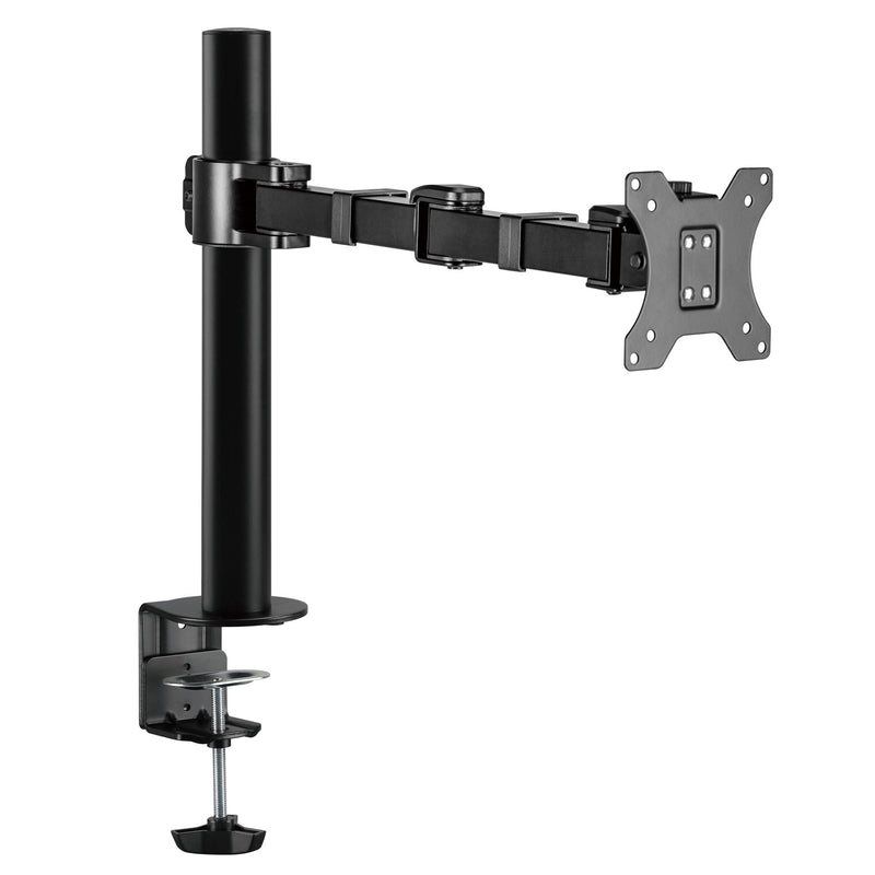 BRATECK 17"-32" Single Monitor Articulating Arm. Max Load: 12kg, VESA 75xx75 & 100x100. Extend, Tilt and Swivel. Detachable VESA Plate, Hidden Cable Management, Matte Black