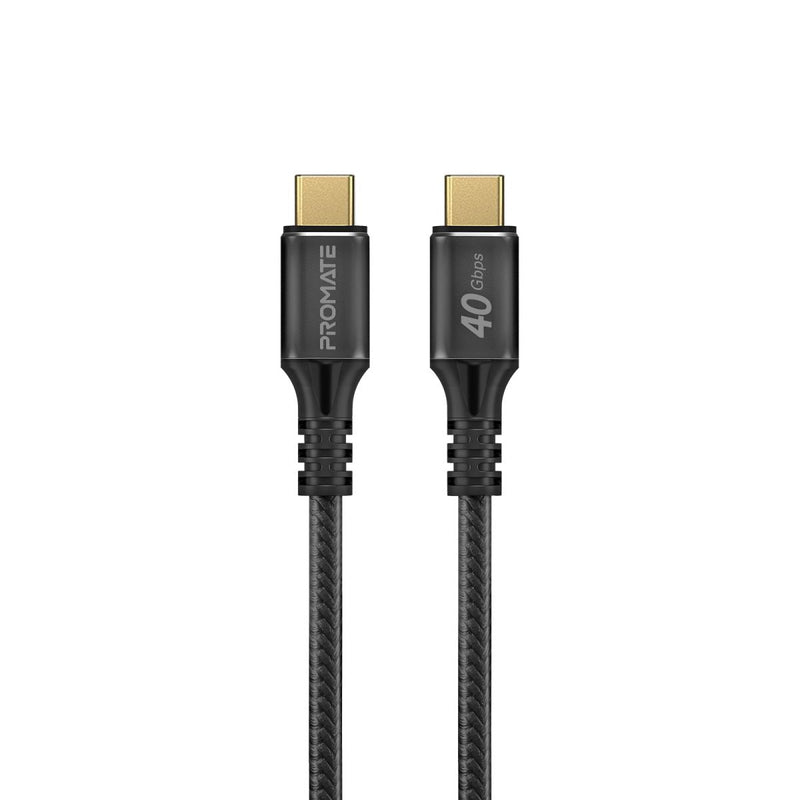 PROMATE 1M USB-C to USB-C Cable. Supports Thunderbolt 3, 240W Super Speed Fast Charging, 40Gbps Data, & 8K@60Hz Res. Nylon Braided. Protects Against Over Charging. Black Colour.