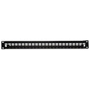 DYNAMIX Cat6A 180 Unshielded Keystone patch panel,  24 Port with cable management, 1U Unloaded Panel with 24x FP-C6AUTP-02BK Keystone Jacks - Office Connect 2018
