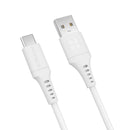 PROMATE 2m USB-A to USB-C Data & Charge Cable. Data Transfer Rate 480Mbps. Total Current 3A. Durable Soft Silcone Cable. Tangle Resistant 25000+ Bend Tested. White