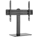 BRATECK 37-70" Tabletop TV Stand with Glass Base. Height Adjustable with Built-in Cable Management. Supports up to 40Kgs. Support VESA up to 600x400. Black. - Office Connect 2018
