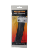 POWERFORCE Cable Tie Black UV 200mm x 2.8mm Weather Resistant Nylon. Pack of 100. Made from U.L. Approved Nylon 6/6 with Flamability Rating of UL 94V-2. - Office Connect 2018