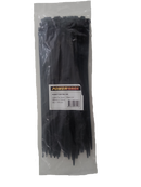 POWERFORCE Cable Tie Black UV 380mm x 7.6mm Weather Resistant Nylon. Pack of 100. Made from U.L. Approved Nylon 6/6 with Flamability Rating of UL 94V-2. - Office Connect 2018