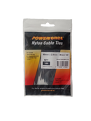 POWERFORCE Cable Tie Black UV 80mm x 2.5mm Weather Resistant Nylon. Pack of 100. Made from U.L. Approved Nylon 6/6 with Flamability Rating of UL 94V-2. - Office Connect 2018