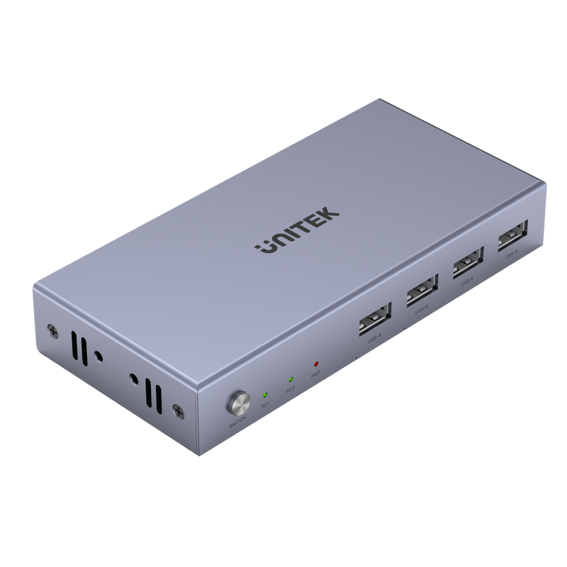 UNITEK HDMI KVM 2-in-1-Out Switch & Supports 4K@60Hz UHD. Includes 4x USB-A Ports, 2x HDMI Inputs & 1x HDMI Output Ports, 2x PC input Ports. Switch Button, LED Lights. Includes Cables.