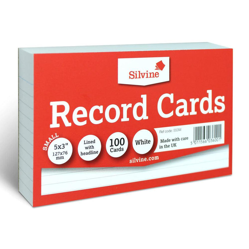 Silvine Record Cards 5x3 Ruled White - Office Connect 2018