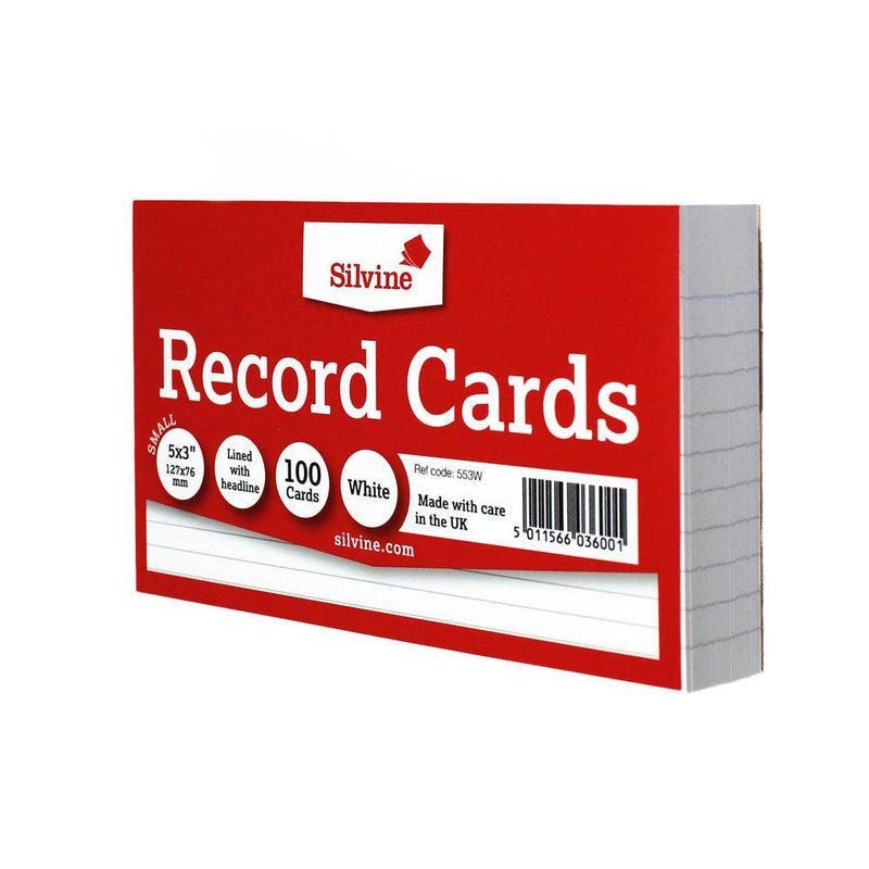 Silvine Record Cards 5x3 Ruled White - Office Connect 2018