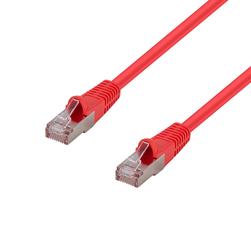 DYNAMIX 1m Cat6A S/FTP Red Slimline Shielded 10G Patch Lead. 26AWG (Cat6 Augmented) 500MHz with Gold Plate Connectors.