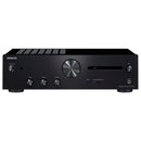 ONKYO Integrated Stereo Amplifier. 50W + 50W High current amplification. Four ohm speaker driving capability. 4 x RCA, 1 x Phono, 1 line level out, 1 x Subwoofer out. Colour - Black - Office Connect 2018