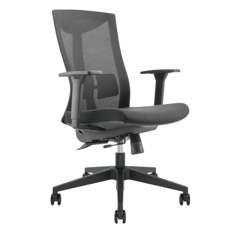 BRATECK Office Chair with Ergonomic & Breathable Mesh Back. Pneumatic Seat-Height Adjustment. Adjustable Tilt-back, Lumbar Cushion. PU Hooded Casters. Seat Adjust. Black Colour. - Office Connect 2018