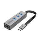 PROMATE Multi-Port Hub with Ethernet Port & USB-C Connector. 3x USB-A 3.0 Ports, 1000Mbps Ethernet, 5Gbps Transfer Speed. Plug & Play. Supports Both Mac & PC. Grey Colour. - Office Connect 2018