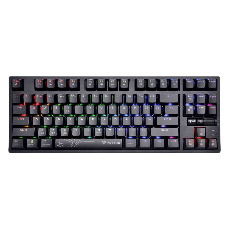 VERTUX HyperSpeed Mechanical Gaming Keyboard. RGB LED Backlit Keys. Built-in 2000mAh Battery. All Keys are Anti-Ghosting. Connects Wirelessly via Bluetooth or USB-C. 2000mAh Battery for 12 Hours Life - Office Connect 2018