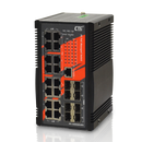 CTC UNION Industrial grade 16 Port Gigabit Managed PoE+ Switch. 8x Gbe SFP, 8x PoE+ (Max 240W). Operating temperature range (-10 to 60C). Housed in rugged DIN rail. - Office Connect 2018