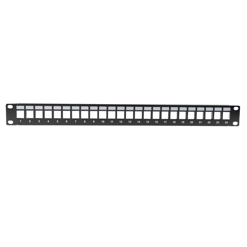 DYNAMIX Horizontal 19'' 1RU Unloaded 24 Port UTP Patch Panel. RoHS Numbered 1-24. - Office Connect 2018