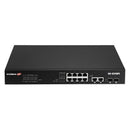 EDIMAX 12-Port Surveillance Long Range Gigabit PoE+ Web Smart Switch with 2 Gigabit RJ45 & 2 SFP Ports. Max Power Budget 110W. Supports PoE up to 200m. IEEE 802.3af/at PoE Compliant. IP Surveillance VLAN - Office Connect 2018