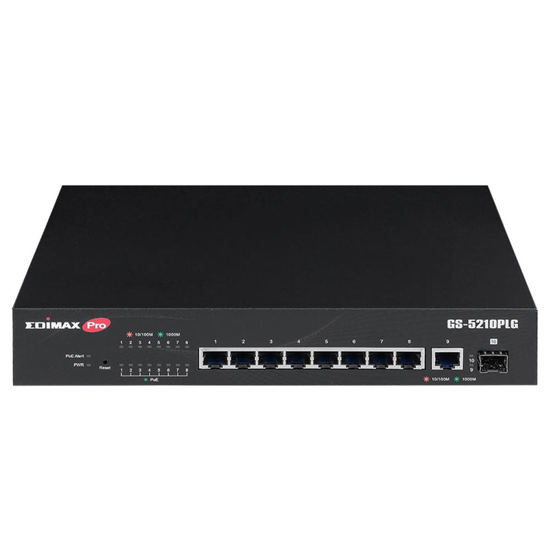 EDIMAX 10-Port Gigabit PoE+ Web Smart Switch with 1x SFP Port. Supports PoE+ up to 30W. Long Range PoE up to 200m. Powered Device Auto Detection. Supports 20Gbps Switching Capacity. Rack Mount - Office Connect 2018