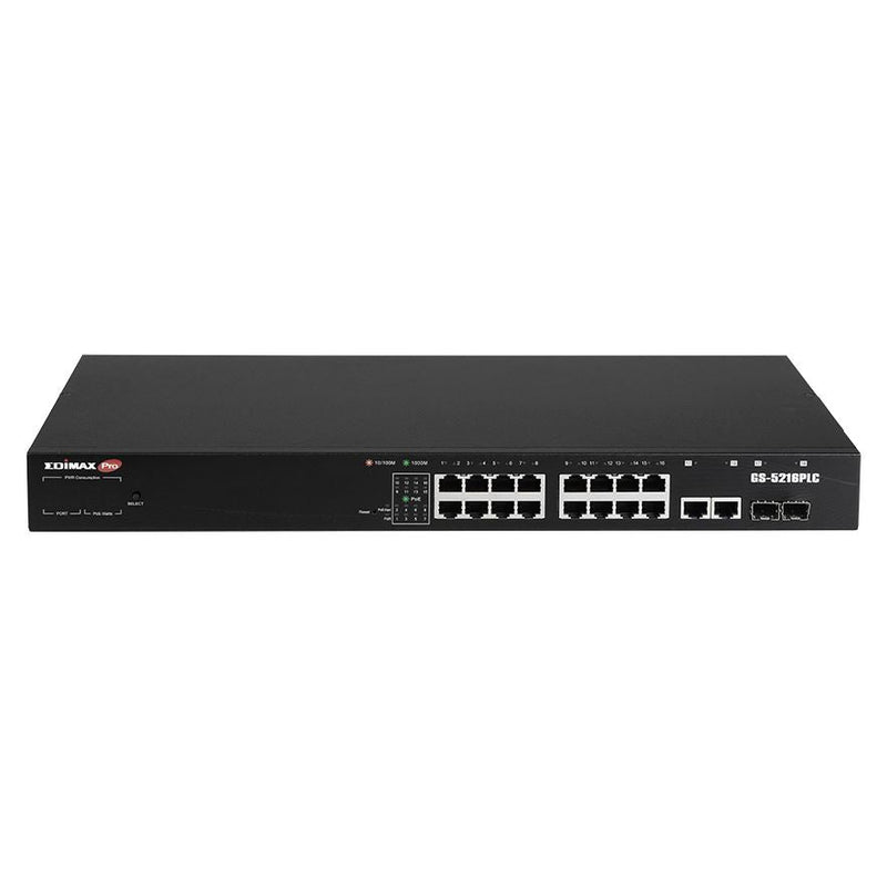 EDIMAX 18-Port Surveillance Long Range Gigabit PoE+ Web Smart Switch with 2 Gigabit RJ45 & 2 SFP Ports. Max Power Budget 280W. Supports PoE up to 200m. IEEE 802.3af/at PoE Compliant. IP Surveillance VLAN