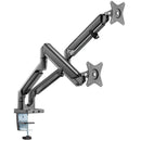 BRATECK 17''-32'' Polished Aluminium Gas-Spring Desk Mount Duel Monitor Arm. Supports VESA up to 100x100. Extend, Tilt and Swivel. Detachable VESA Plate. Max Arm Extn - 506mm. Space Grey Color. - Office Connect 2018