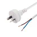 DYNAMIX 2M 2-Pin Plug to Bare End, 2 Core 0.75mm Cable, White Colour, SAA Approved - Office Connect 2018