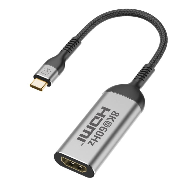 PROMATE USB-C to HDMI Adapter Supports up to 8K@60Hz HD Res. Sturdy Aluminium Casing, Easy Plug & Play, iOS/Win & Android Compatible. Grey/Black Colour.