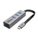 PROMATE 4-in-1 USB Multi-Port Hub with USB-C Connector. Includes 3x USB-A 3.0 Ports & 1x HDMI Port. Supports 4K@30Hz. Easy Instal Plug & Play. Grey Colour. - Office Connect 2018