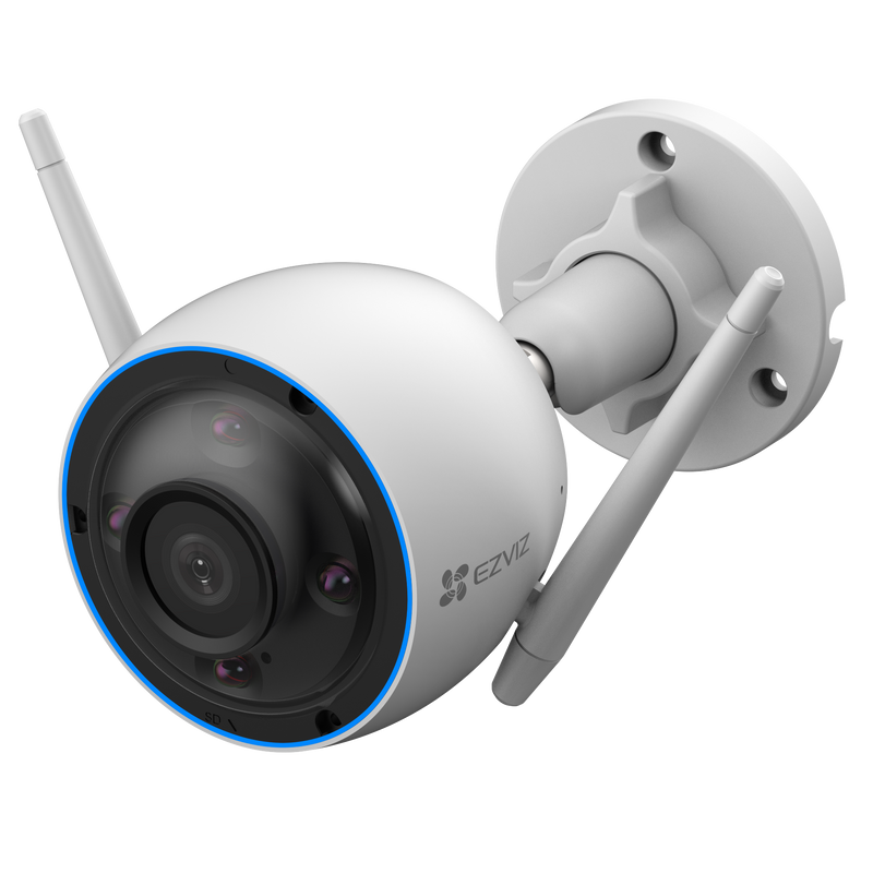 EZVIZ H3 2K Outdoor WiFi Smart Home Camera with Colour Night Vision. 4mm Lens, 1/2.7" Progressive Scan CMOS Smart H.264/H.265, 3D DNR, Digital WDR, Max 30fps, Micro SD card slot (Max. 512GB).