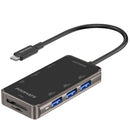 PROMATE 8-in-1 USB Multi-Port Hub with USB-C Connector. Includes 100W PD, 4K HDMI Port, RJ45 Port, USB-A 3.0 Ports. Grey Colour. - Office Connect 2018