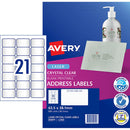 Avery Label L7560-25 Clear 21up 25 Sheets 63x38mm - Office Connect 2018