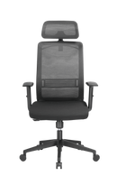 BRATECK Office Chair with Headrest. Ergonomic & Breathable Mesh Back. Pneumatic Seat-Height Adjustment. Adjustable Tilt-back, Lumbar Cushion, & Headrest. PU Hooded Casters. Black Colour. - Office Connect 2018