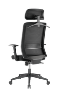BRATECK Office Chair with Headrest. Ergonomic & Breathable Mesh Back. Pneumatic Seat-Height Adjustment. Adjustable Tilt-back, Lumbar Cushion, & Headrest. PU Hooded Casters. Black Colour. - Office Connect 2018