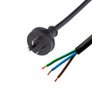 DYNAMIX 2M 3-Pin Plug to Bare End, 3 Core 1.5mm Cable, Black Colour, SAA Approved. - Office Connect 2018