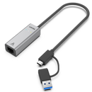 UNITEK USB to Gig Ethernet Adapter with 2-in-1 Connectors (USB-C & USB-A). Supports up to 5Gbps, Supports IEEE 802.3, Aluminium Alloy Housing, 30cm Cable, Space Grey Colour. - Office Connect 2018