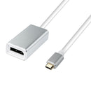 DYNAMIX USB-C to DisplayPort Adapter. Supports 4K@60Hz UHD (3840 x 2160) Sleek aluminium alloy connector, Supports multi-stream (MST), Plug & Play, 12cm Cable. Silver & White. - Office Connect 2018
