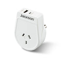 JACKSON Slim Outbound Travel Adaptor 1x USB-A and 1x USB-C (2.1A) Charging Ports. Converts NZ/AUS Plugs for use in South Africa & Parts of India.