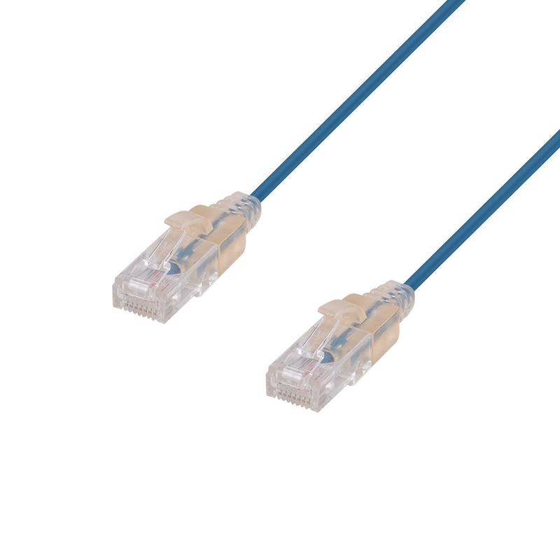 DYNAMIX 1m Cat6A 10G Blue Ultra-Slim Component Level UTP Patch Lead (30AWG) with RJ45 Unshielded Gold Plated Connectors. Supports PoE IEEE 802.3af (15.4W). - Office Connect 2018