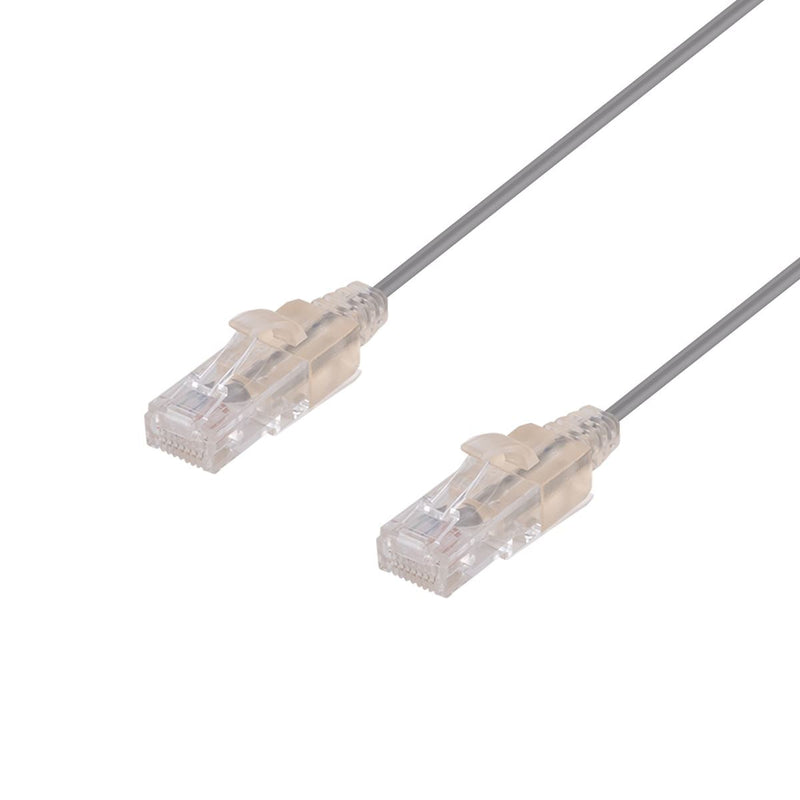 DYNAMIX 0.25m Cat6A 10G Grey Ultra-Slim Component Level UTP Patch Lead (30AWG) with RJ45 Unshielded Gold Plated Connectors. Supports PoE IEEE 802.3af (15.4W). - Office Connect 2018
